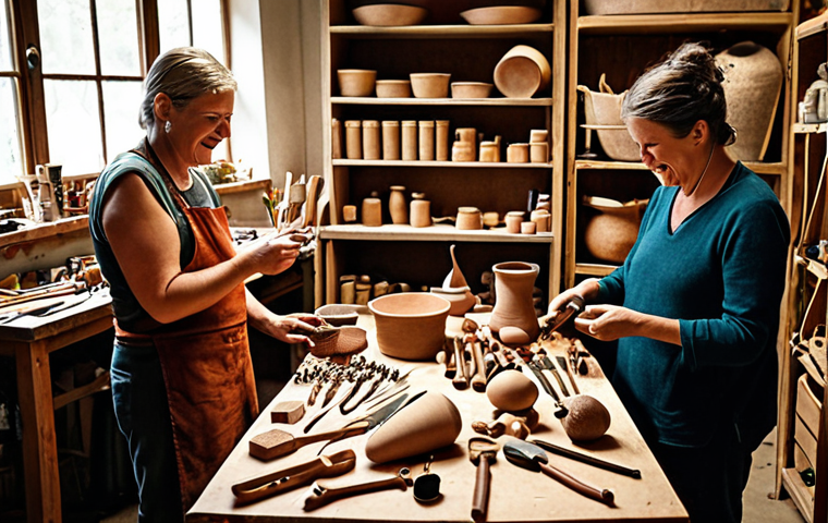 **
Prompt: A warm, inviting workshop. Hands crafting artisan goods, surrounded by tools and materials. In the background, happy customers connect with the story behind each handcrafted piece, creating a sense of community and shared values. Emphasize passion, dedication, and authentic connection.
**