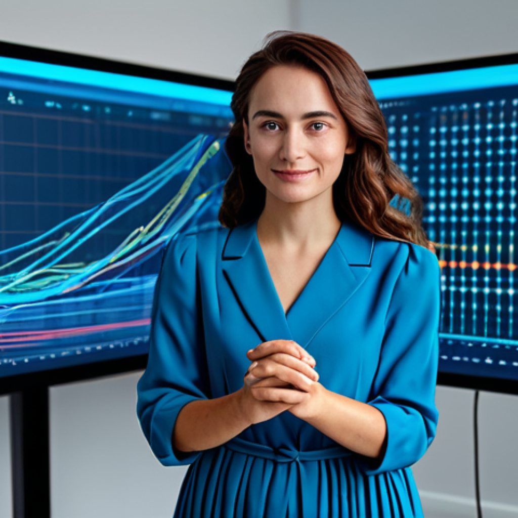 A professional content creator, fully clothed in professional dress, stands confidently in a bright, modern studio. On one side of the frame, cool blue tones and abstract digital data visualizations like graphs and code lines represent logic and algorithms. On the other side, warm, glowing, organic light emanates, symbolizing human emotion and authentic connection, softly blending around the creator. The scene highlights the triumph of genuine emotion over pure data. Professional photography, high resolution, soft cinematic lighting, appropriate content, safe for work, perfect anatomy, correct proportions, natural pose, well-formed hands, proper finger count, natural body proportions.