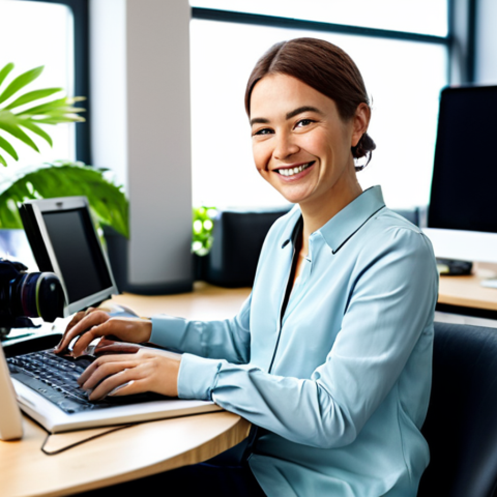 Content Creator in a Modern Office**

"A professional content creator, fully clothed in stylish yet modest attire, sits at a modern desk surrounded by camera equipment and editing software. She is smiling warmly, engaged in editing a video on her computer. The background is a brightly lit, modern office space with plants and comfortable furniture. Perfect anatomy, correct proportions, natural pose, well-formed hands, proper finger count, natural body proportions, professional photography, high quality, safe for work, appropriate content, family-friendly."

**