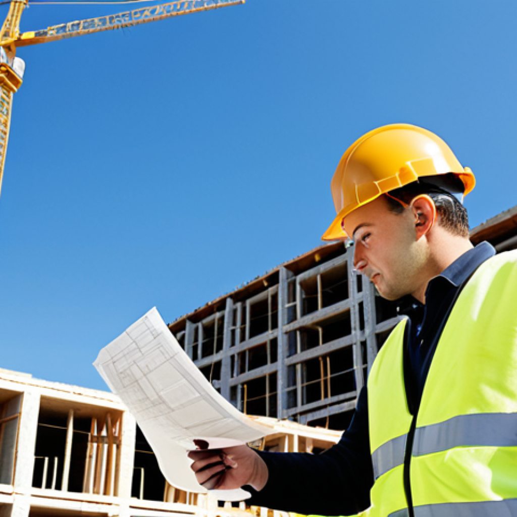 **

A professional architect, fully clothed in appropriate attire (hard hat, safety vest, modest work clothes), reviewing blueprints on a construction site. Background includes modern buildings under construction, clear blue sky.  Perfect anatomy, correct proportions, well-formed hands, proper finger count, natural pose. Safe for work, appropriate content, professional, family-friendly.

**