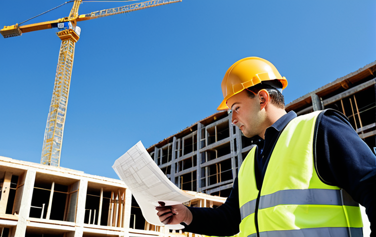 **

A professional architect, fully clothed in appropriate attire (hard hat, safety vest, modest work clothes), reviewing blueprints on a construction site. Background includes modern buildings under construction, clear blue sky.  Perfect anatomy, correct proportions, well-formed hands, proper finger count, natural pose. Safe for work, appropriate content, professional, family-friendly.

**