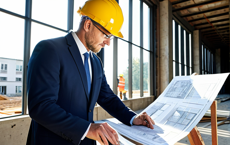 **

"A professional architect, fully clothed in stylish, modern work attire, is reviewing blueprints at a bright, spacious construction site. Sunlight streams through the partially built structure. Perfect anatomy, well-formed hands, correct proportions. Safe for work, appropriate content, professional setting, high quality."

**