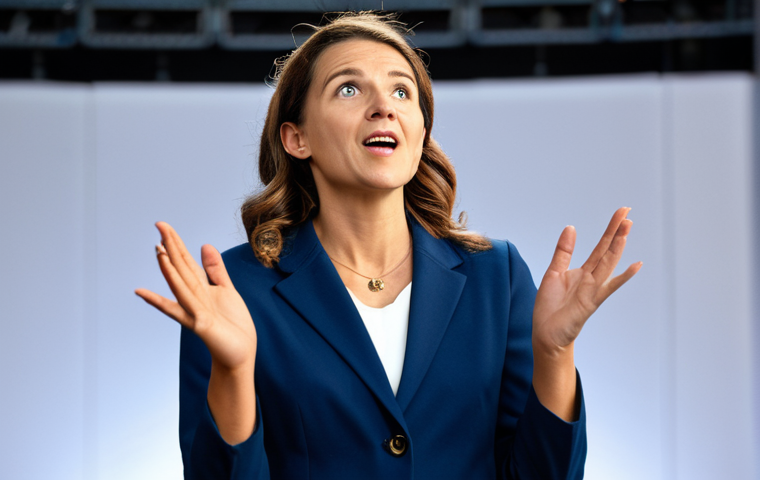 "Conquering the Stage"**

Prompt: A confident public speaker, fully clothed in professional attire, giving a presentation on a stage with bright lights. She is gesturing dynamically, her face expressing passion and engagement. The background shows a blurred audience. Perfect anatomy, correct proportions, natural pose, well-formed hands, proper finger count, professional photography, high quality, safe for work, appropriate content, fully clothed, professional.

**