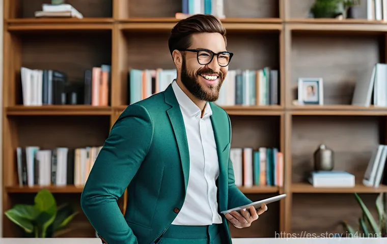 스토리텔러 포트폴리오 작성법 - **Prompt 1: The Confident Creator's Digital Showcase**
"A diverse, gender-neutral storyteller in...