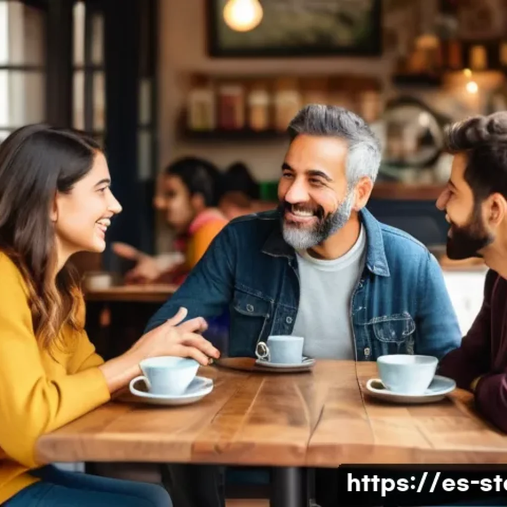 스토리텔러 직무에서의 스토리 제작 능력 향상 방법과 사례 분석과 연구 - A warm and engaging scene of a storyteller sitting in a cozy Spanish café, surrounded by attentive l...