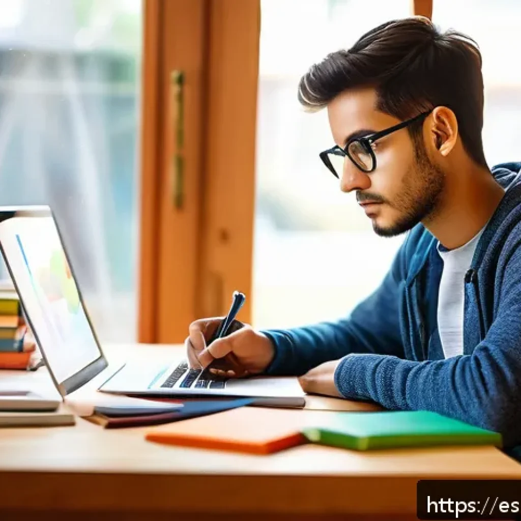 스토리텔러 필기 시험 합격률 분석 - A focused young adult sitting at a cozy wooden desk in a bright, modern study room filled with books...
