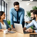 스토리텔러가 참여한 주요 프로젝트 사례 - A diverse group of young professionals in a modern, bright office space sharing authentic stories ab...