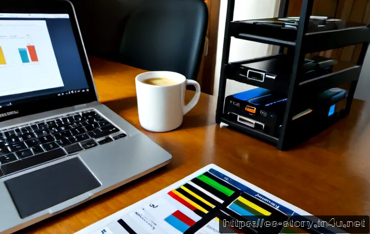 스토리텔러 실무에서 필요한 데이터 관리 - Photorealistic documentary-style scene of a Spanish-speaking storyteller’s data management workspace...