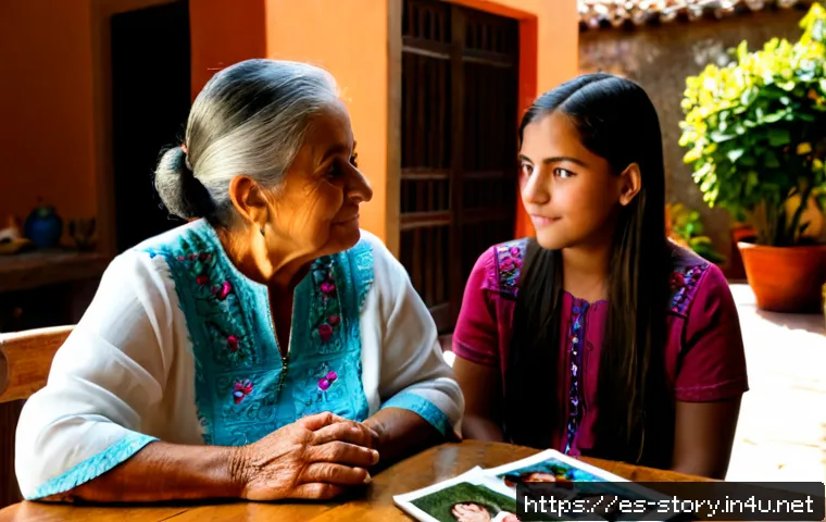 Home 17 스토리텔러가 주목해야 할 문화적 차이와 이야기 - Photorealistic editorial scene of a Spanish-speaking Latin American storyteller interviewing three g...