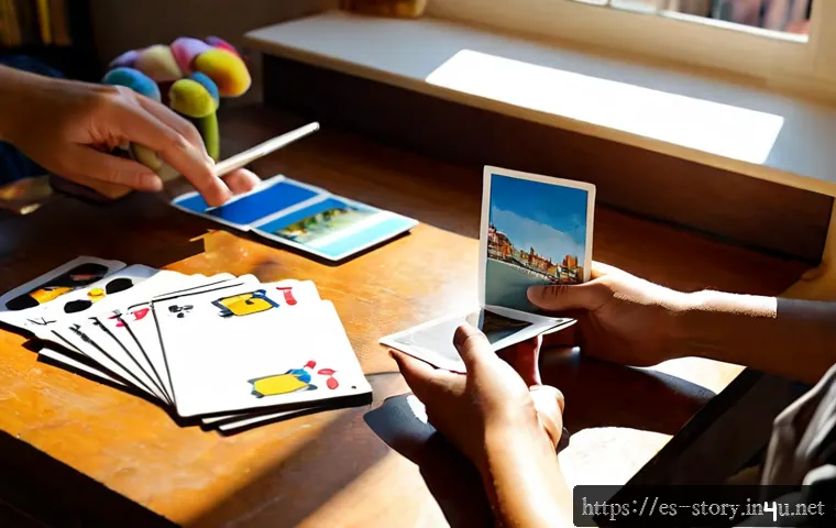 스토리텔러 직무와 관련된 창의적 아이디어 - Photorealistic Spanish-speaking storyteller brainstorming at a sunlit wooden desk in a cozy Madrid-s...